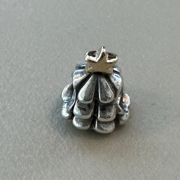 Authentic Pandora ALE 925 Sterling & 14k Gold Christmas Tree Charm Star - EUC